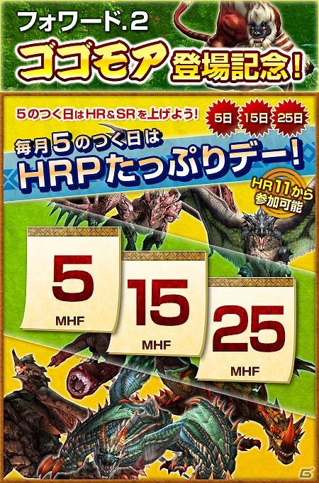 Xbox 360/PC「モンスターハンター フロンティア オンライン」ゴゴモア登場記念！5のつく日はMHFに全員集合！「5 のつく日はHRP たっぷりデー！」実施の画像1