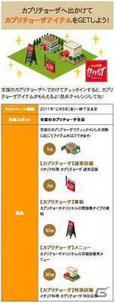 位置情報連動型ソーシャルゲームアプリ「MyTown」「カプリチョーザ」国内119店舗で装飾や建物がもらえるキャンペーン開始の画像2