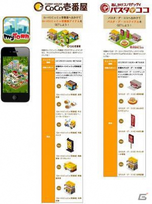 iPhone「MyTown」全国展開の「カレーハウスCoCo壱番屋」と東海エリアを中心に展開の「あんかけスパゲッティ　パスタ・デ・ココ」が登場の画像1