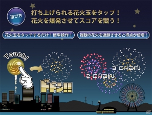 夏の夜空に綺麗な花火を。iPhone「Touchでドドン!!」AppStore無料アクションゲームランキング最高35位を獲得の画像2