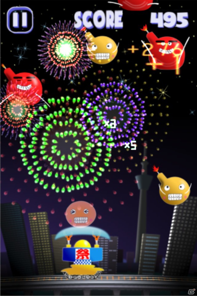襲い来る花火星人から地球を守れ！iOS向けアクションゲーム「花火星人vs花火職人」配信開始の画像1