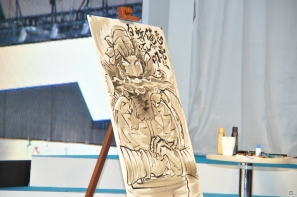 【TGS 2012】島本和彦先生が汗だくで描く力強い「張飛」にどんどん命が吹き込まれるッ！サービスでコンパニオンも直筆イラストに！？の画像17