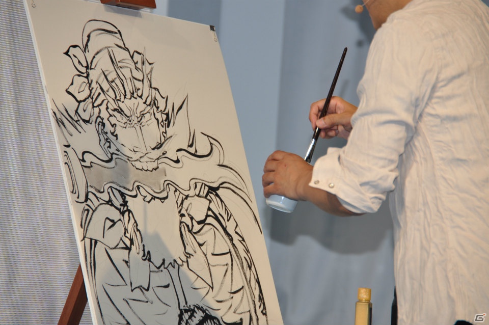 【TGS 2012】島本和彦先生が汗だくで描く力強い「張飛」にどんどん命が吹き込まれるッ！サービスでコンパニオンも直筆イラストに！？の画像11