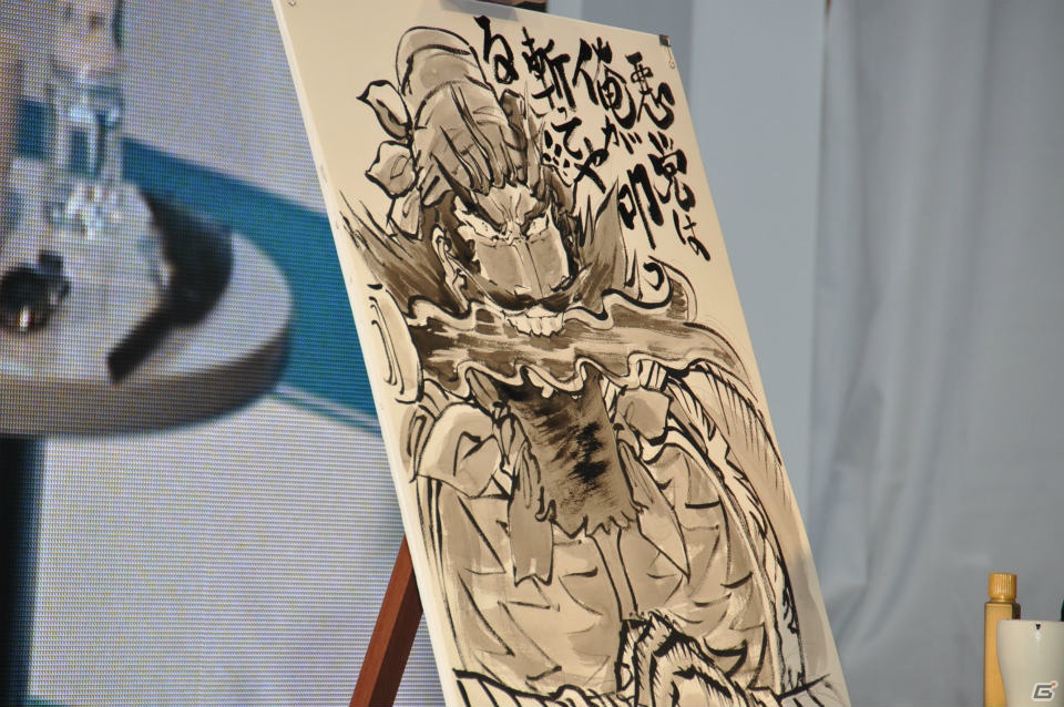 【TGS 2012】島本和彦先生が汗だくで描く力強い「張飛」にどんどん命が吹き込まれるッ！サービスでコンパニオンも直筆イラストに！？の画像15