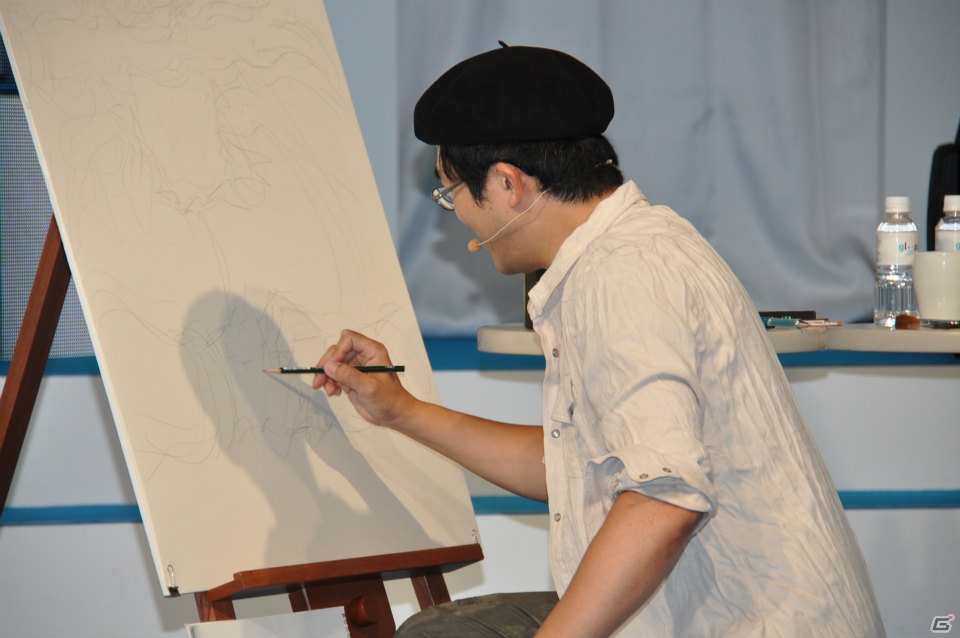 【TGS 2012】島本和彦先生が汗だくで描く力強い「張飛」にどんどん命が吹き込まれるッ！サービスでコンパニオンも直筆イラストに！？の画像6