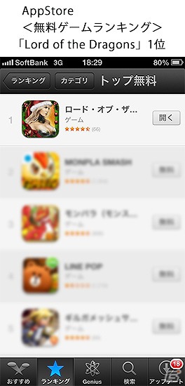 iOS「Lord of the Dragons」国内App Storeで無料ゲームランキング1位を獲得― 「真・戦国バスター」はApp Storeの年間トップセールス9位にランクインの画像1