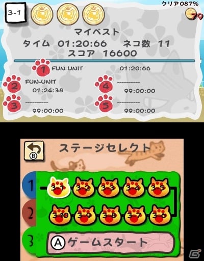 3DS「peakvox ミュウミュウトレイン」ニンテンドーeショップにて配信開始！スケボーネコの超スピードジャンプアクションの画像5