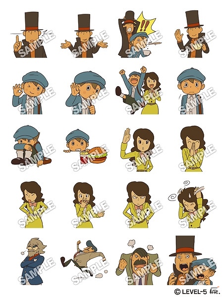 3DS「レイトン教授と超文明Aの遺産」キャラクターデザイナー・長野拓造氏描き下ろしのLINEスタンプ全40種類が配信開始の画像2