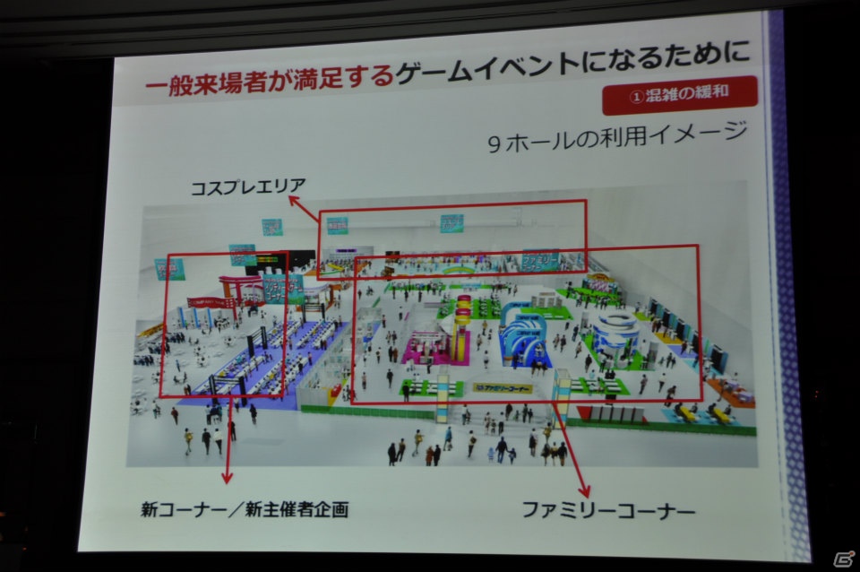来場者の満足度向上や混雑の緩和のため、9ホール＆イベントホールも利用し規模を拡大、アジア圏にもPRを―「東京ゲームショウ 2013」開催発表会レポートの画像46