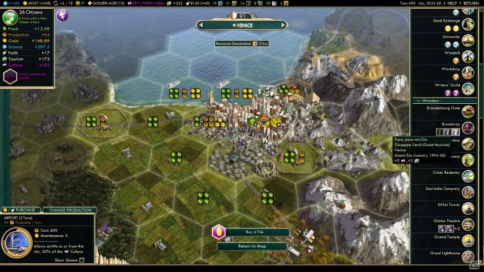 貿易・文化・外交などを強化するPC「Sid Meier’s Civilization V」の拡張パック第2弾「Brave New World」が発売中の画像12