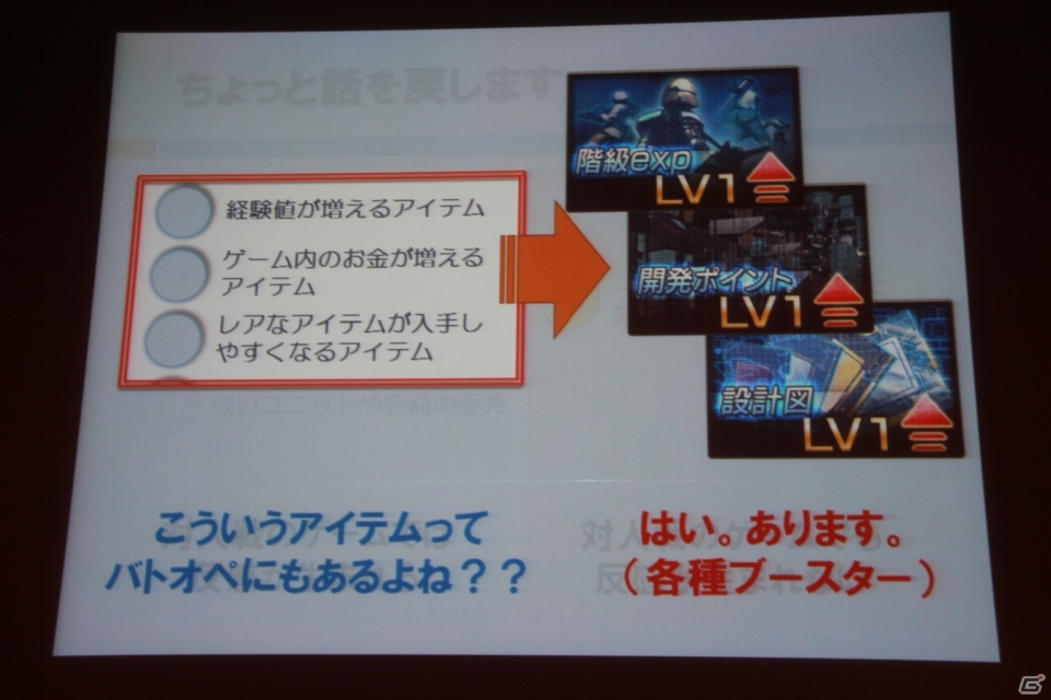 【CEDEC 2013】家庭用ゲームにおけるF2Pの先駆けとなった「機動戦士ガンダム バトルオペレーション」のビジネスモデルを開発陣が語るの画像14