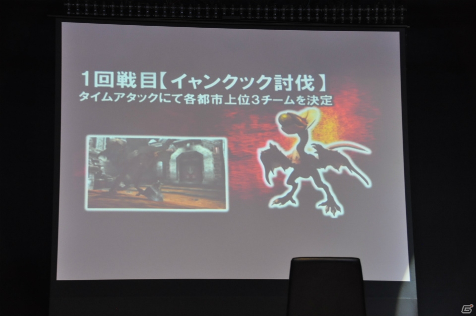 2人の武器選択で討伐の難易度も変わる！？操虫棍の未熟で恥ずかしい操作を会場モニターで披露…Gamer編集部は11位…。3DS「モンスターハンター4」メディア対抗ゲーム大会レポートの画像39