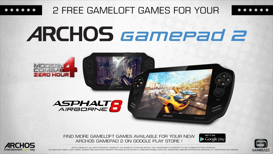 ゲームロフト、「アスファルト8: Airborne」と「モダンコンバット4：Zero Hour」を「Archos Game Pad2」に最適化の画像1