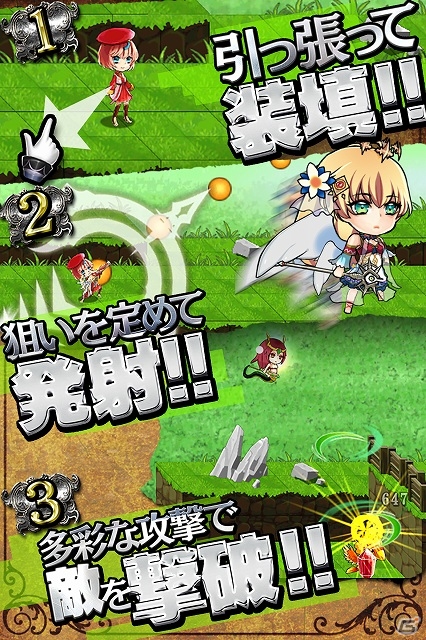画面上のキャラクターを引っ張って敵に撃ちこもう！iOS「砲神のカノンマスター」が配信開始の画像2