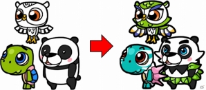 GREE「助けて！アニマル戦隊」闇の砂漠「9ワールド」が登場！「動物進化」の第2弾はパンダ＆カメ＆フクロウの画像3