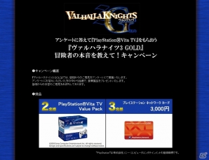 PS Vita「ヴァルハラナイツ3 GOLD」アンケートに答えてPS Vita TVをもらおう！「冒険者の本音を教えて！キャンペーン」が実施中の画像1