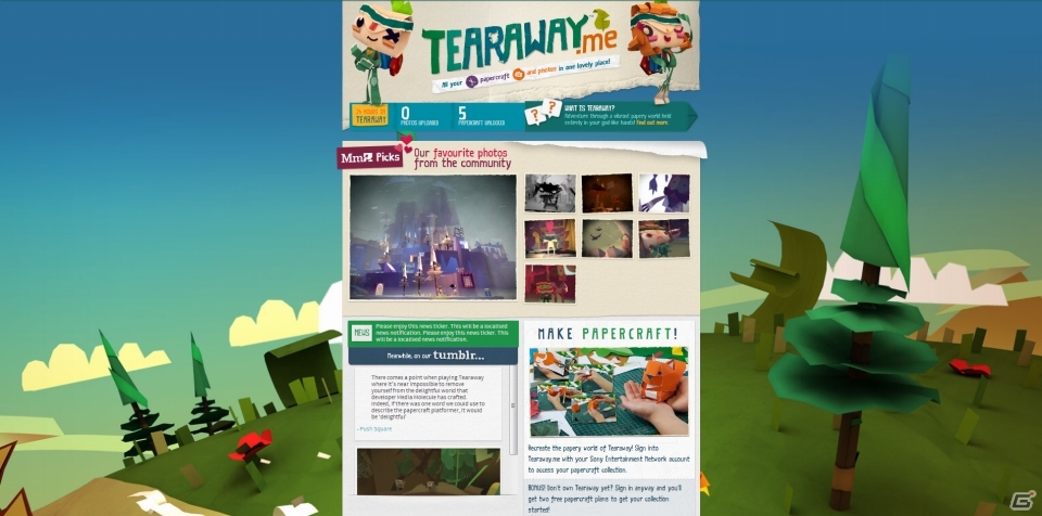 PS Vita「Tearaway ～はがれた世界の大冒険～」新たなステージ「びりびり峡谷」やプレイ状況のシェア機能を紹介の画像18