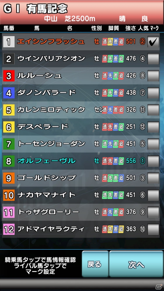 Android版「ギャロップレーサー」が配信開始―12月22日からはゲーム内イベント「2013年有馬記念シミュレーションレース」がスタートの画像3