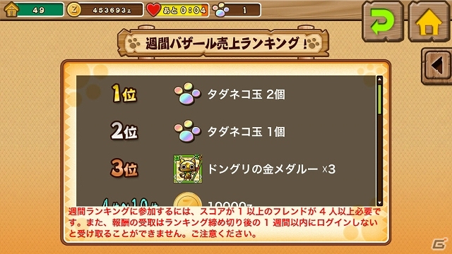 iOS「モンハン商店アイルーでバザール」フレンドと1週間の売り上げを競って報酬を獲得しよう！「売上ランキング機能」が実装の画像3