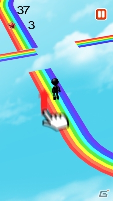 Unityで開発された棒人間カジュアルゲーム「走れっ! レインボー!!」iOS版が配信の画像2