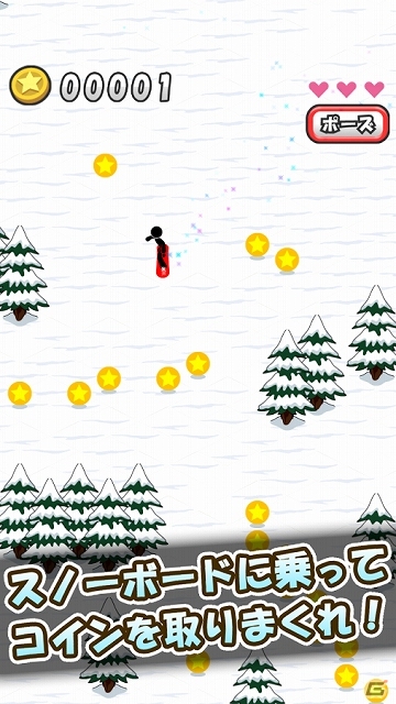 今度の挑戦はゲレンデに散らばったコイン！iOS/Android「スノーボードでコイン」が配信開始の画像2