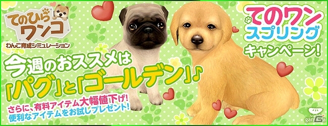 iOS/Android「てのひらワンコ」週替わりわんこが更新！育成に便利なアイテムなどをプレゼントする「スプリングキャンペーン」も開催の画像1