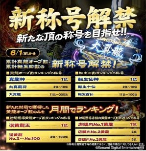 勝利を重ねた人への相応しい名を―AC「麻雀格闘倶楽部 頂の陣」真龍＆黄龍の新称号が実装の画像1