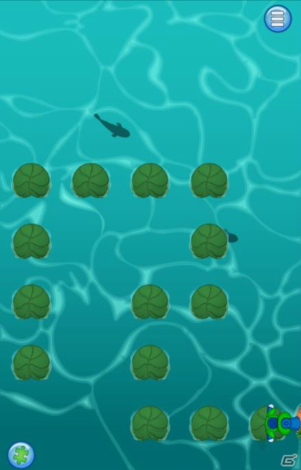 蓮の葉に置かれたコンパスを収集していくパズルゲーム―Android「頭脳パズル☆世界をカエル」がauスマートパスにて配信の画像4