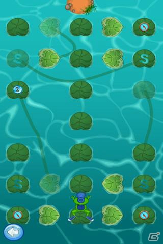 蓮の葉に置かれたコンパスを収集していくパズルゲーム―Android「頭脳パズル☆世界をカエル」がauスマートパスにて配信の画像5