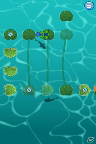 蓮の葉に置かれたコンパスを収集していくパズルゲーム―Android「頭脳パズル☆世界をカエル」がauスマートパスにて配信の画像6