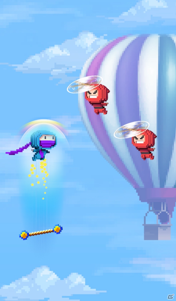ドットで出てきたキャラクターを高くジャンプさせるカジュアルゲーム―Android版「Ninja UP! ～ニンジャアップ！～」が配信開始の画像3
