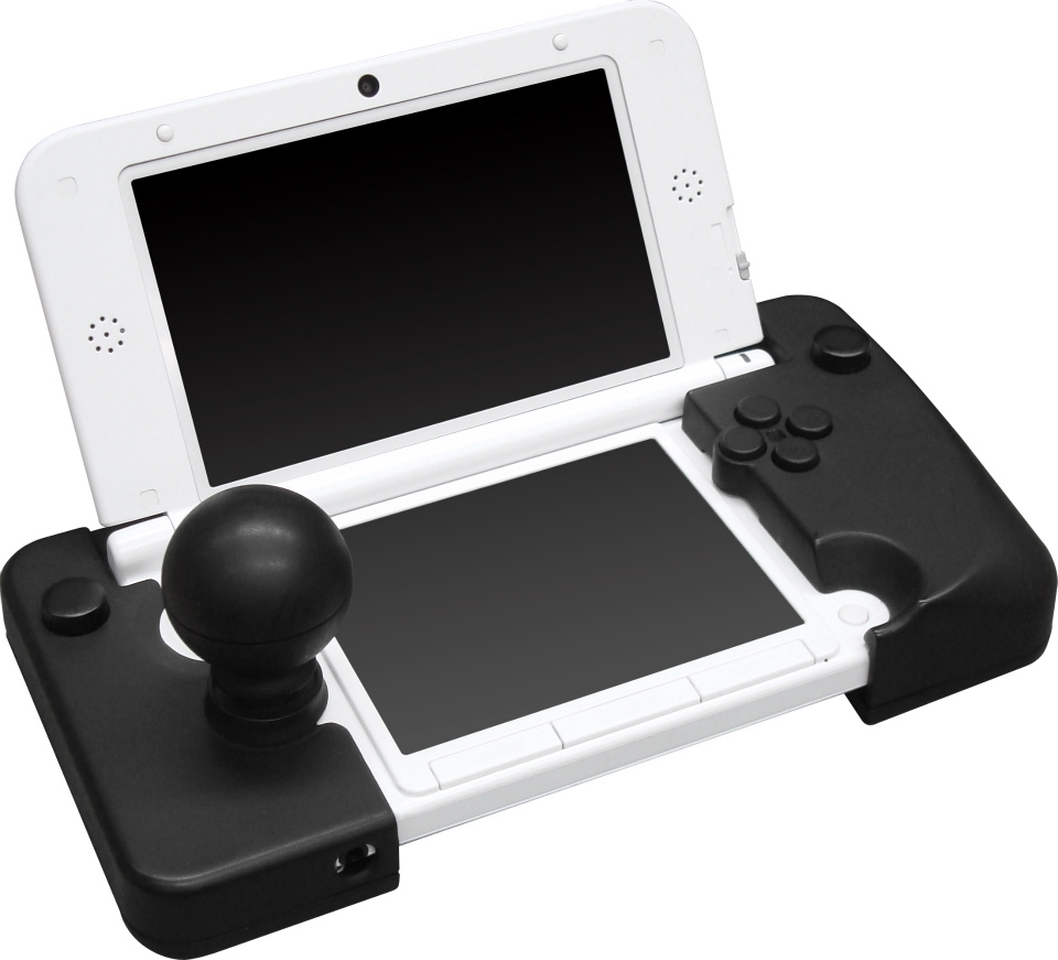 3DS LL本体でアーケードゲームの臨場感が楽しめるステック型アタッチメント「CYBER・アーケードスティック（3DS LL用）」が10月下旬に発売の画像1