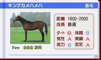 3DS「ダービースタリオンGOLD」インターネット接続で全国のユーザーと競い合う「インターレース」を紹介！新たに登場するおもな種牡馬もチェックの画像11