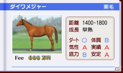 3DS「ダービースタリオンGOLD」インターネット接続で全国のユーザーと競い合う「インターレース」を紹介！新たに登場するおもな種牡馬もチェックの画像12