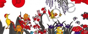「ポケモン花札」の絵柄を使用した手ぬぐい、扇子、湯のみ、Tシャツなどが12月4日に発売―特設サイトにて予約受付も実施中の画像3