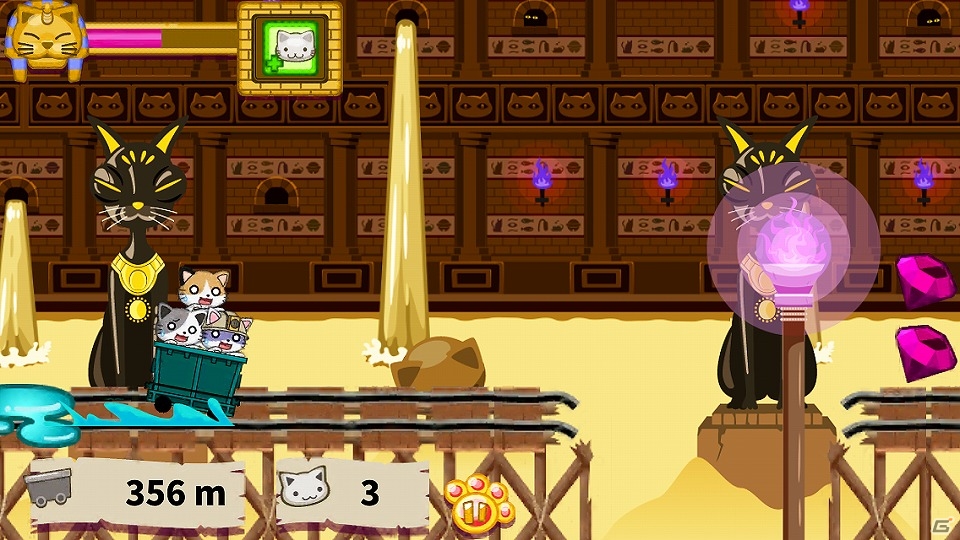 多彩なねこを引き連れて遺跡を大冒険！iOS/Android「ねこねこトロッコ大作戦」が配信の画像4