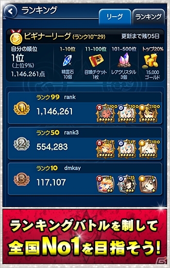 iOS「精霊の翼」全国のライバルたちと競い合う「リーグ戦」が追加！キャラクターコスチューム追加キャンペーンも開催の画像3