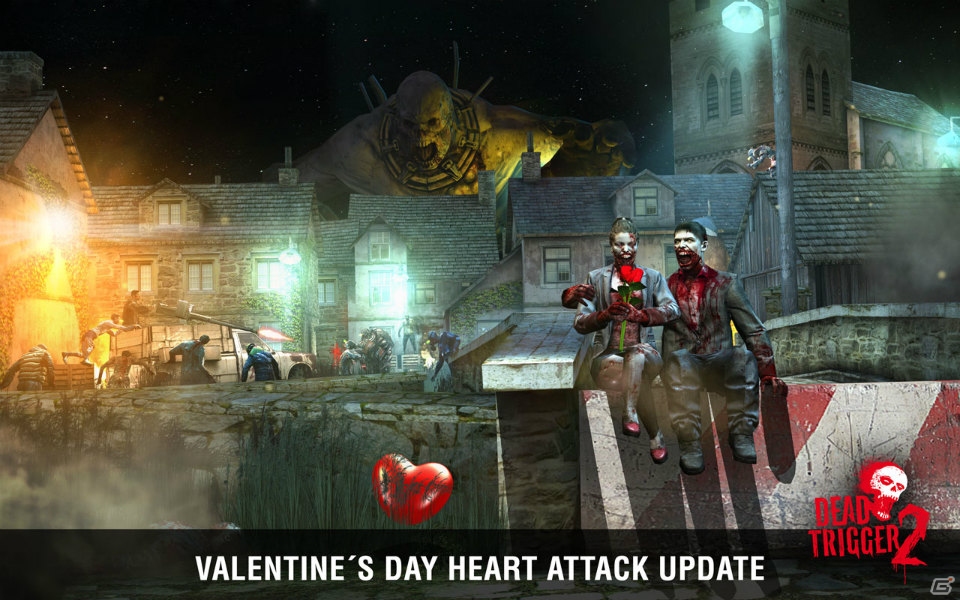 iOS/Android「DEAD TRIGGER 2」バレンタインテーマの追加でゾンビも愛情表現！？新トーナメントも追加された「バレンタインアップグレード」が実施の画像1