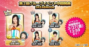 iOS/Android「AKB48 SKE48 ついに公式音ゲーでました。」第2回グループイベント上位劇場の中間順位が公開の画像3