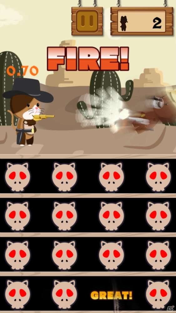 ターゲットマークを素早くタップするハイスピードガンアクション！iOS版「Nyango」が配信開始の画像5