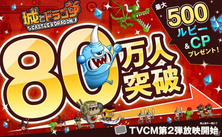 iOS版「城とドラゴン」ユーザー数80万人を突破！2大キャンペーン、TVCM、テーマソングPVの情報が公開の画像1