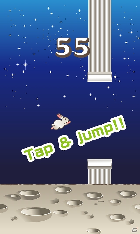 Android「月面うさぎ -激ムズ Flappy Bunny-」が配信―ぴょんぴょこ可愛いビジュアルとは裏腹の高難易度仕様！の画像3