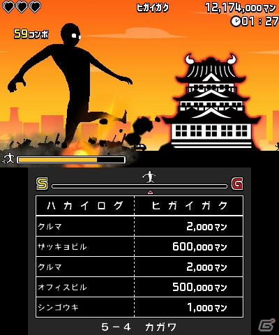 街を破壊しながら日本横断！3DS「＠SIMPLE DL シリーズ Vol.37 THE 巨人走」が配信開始の画像8