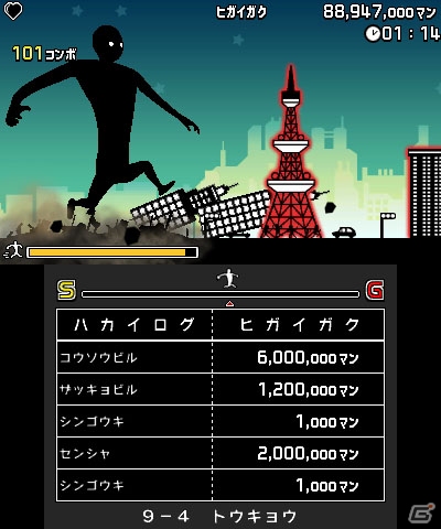 街を破壊しながら日本横断！3DS「＠SIMPLE DL シリーズ Vol.37 THE 巨人走」が配信開始の画像9