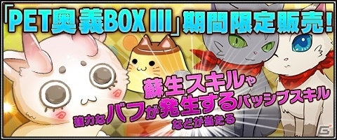 ニコニコアプリ/mixi「メイズミス」強力なペットスキルが当たる「PET奥義BOXIII」が登場！1アカウントで3キャラクターまで作成可能にの画像1