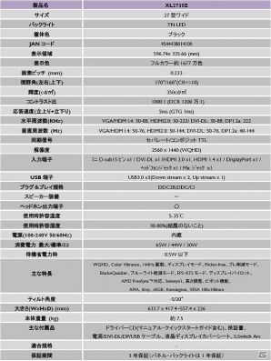 フリッカーフリーバックライト搭載のゲーミングディスプレイ「XL2730Z」が4月30日に発売！の画像2
