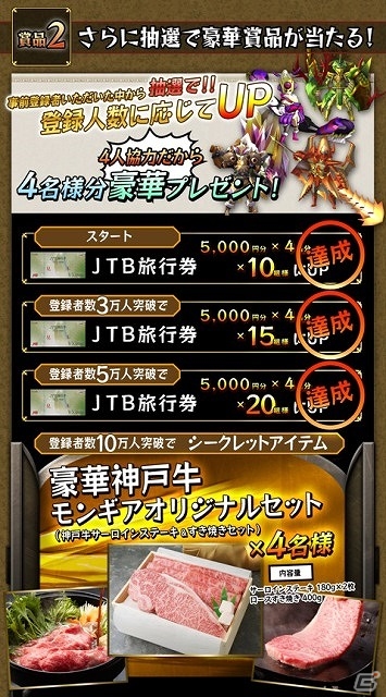 iOS/Android「モンスターギア」10日間で事前登録者数が10万人を突破！3万円相当の「豪華神戸牛モンギアオリジナルセット」が抽選で4名にプレゼントの画像5