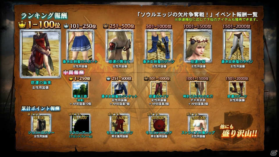 PS3「ソウルキャリバー ロストソーズ」の協力ランキングイベントに新要素が追加！LE・ガールズパイレーツ宝箱も登場の画像1