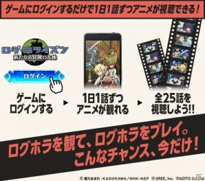 GREE「ログ・ホライズン 新たなる冒険の大地」とビデオマーケットがタイアップを実施―アニメ「ログ・ホライズン」全話が無料視聴可能に！の画像2