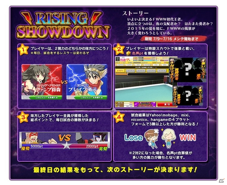 PC「リング☆ドリーム～女子プロレス大戦～」初代FWWW王者を決する七連戦イベント「RISING SHOWDOWN」が開始！兎澤ルシアのVRも登場の画像3
